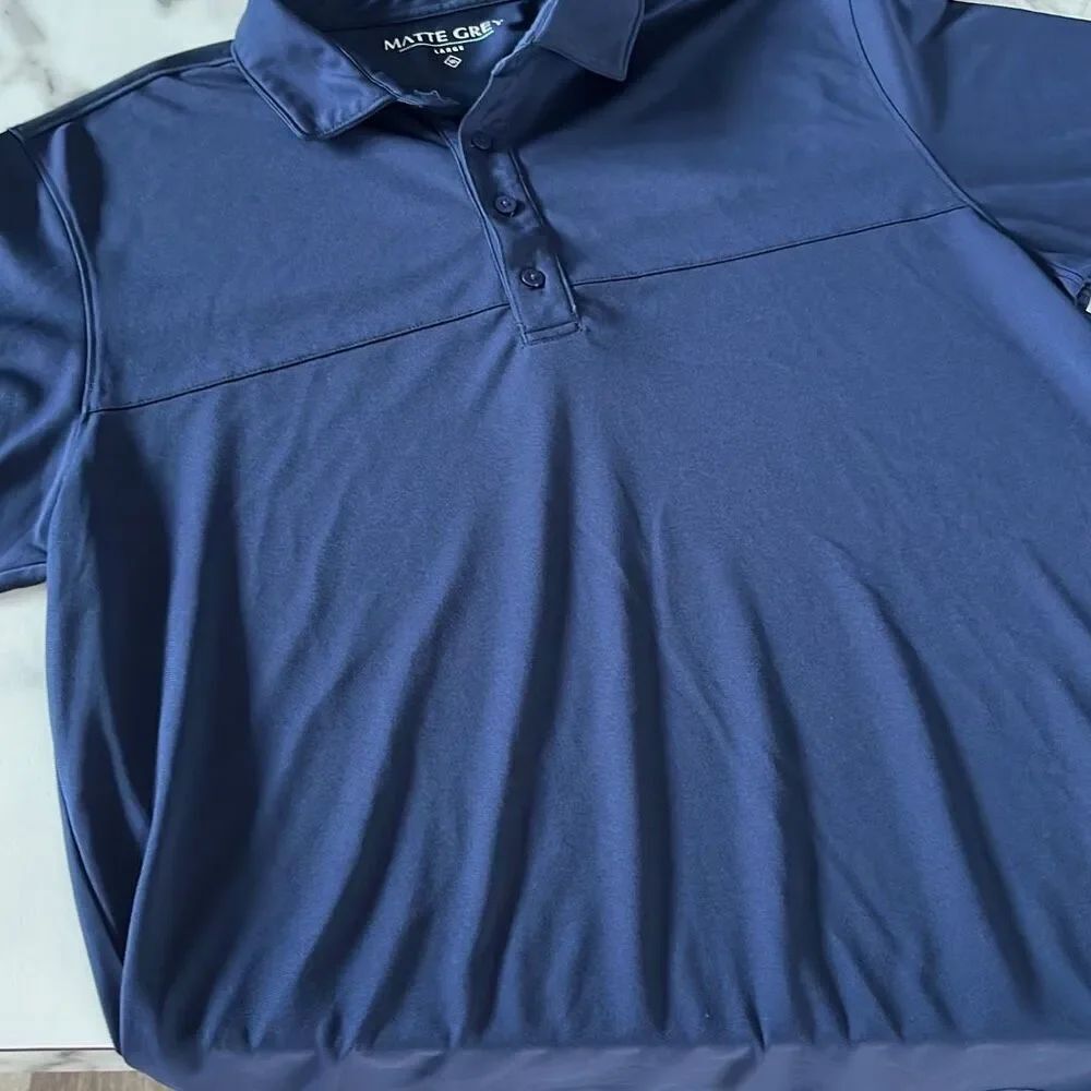 Matte Grey Golf Polo Mens Large